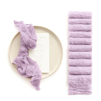 Ling's Moment Luxury Cloth Wedding Napkins - 19x19 Inch Reusable Cheesecloth Linen Napkins for Wedding Reception, Bridal Shower, Dinner Table - Washable, Durable (Set of 10), [Lilac] - color: Prpl-lilac