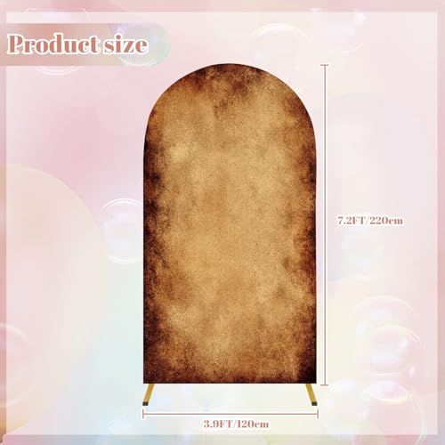 Wedding Arch Backdrop Cover 7.2FT Old Brown Paper Design Vintage Grunge Texture Distressed Old Grungy Spandex Fitted Arch Cover Round Top Stands Cover for Birthday Party Ceremony Banquet Decoration - color: Color10, size: 7.2x3.6 FT