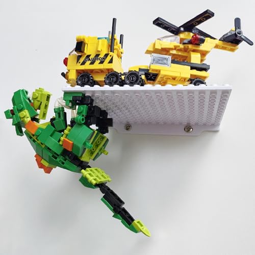 LRANFOW 6 Pack Wall Display Shelves with Dual Sided Building Studs, 4x5 Inch Baseplate Shelf Compatible with Lego Building Bricks for Organized Storage & Modern Room Deco Builders Gift, 16x13 Studs - color: White