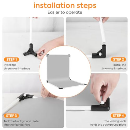 Small Backdrop Stand 1.3x2.6ft, Flat Lay Seamless Paper Props, Detachable Crossbar, Portable Background Stand Support for Photography, Table Backdrop Holder for Makeup Food Small Product Photography