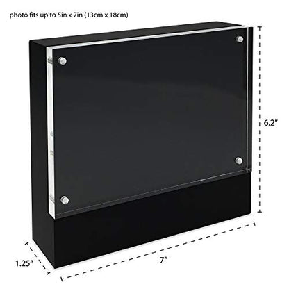 Isaac Jacobs 5” x 7” Black Wood Block Acrylic Picture Frame, Magnetic Photo Frame, Made For Tabletop Display (5” x 7” Black) (Pack of 4) - size: 5x7 (Pack of 4)