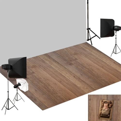 Kate Warm Brown Wood Rubber Photography Floor Mat, Non-Slip Mat Studio Floor Backdrop, Rustic Wood Grain Mat Newborn Photography Drops Photo Studio Props 5x4ft - color: Light Brown, size: 5x4ft