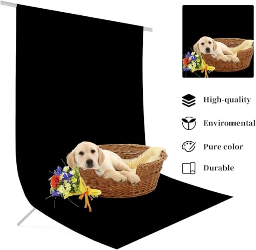 5x7 Ft Back Drop Black Photoshoot Backdrop Cloth for Photography, Large Backdrops Polyester Fabric Pure Black Photo Stage Backdrop Curtain for Portrait Photoshoot Party Screen Video Photo Backdrop - color: Black, size: 5 x 7 ft