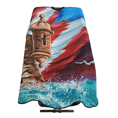 Puerto Rico Barber Cape With Adjustable Closure, Hairdressing Haircut Apron Barber Cover Gown For Hairdresser Styling Home - color: Boricua Puerto Rico Flag