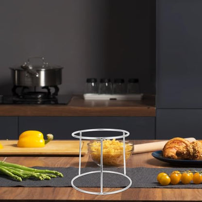 SHOWERORO Two Tier Seafood Plate Rack Stainless Steel Double Layer Pizza Holder Stand for Serving Platters Ideal for Bbq Hotpot and Kitchen Display