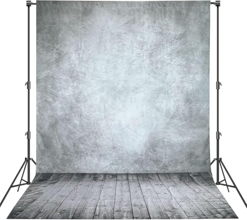 Professional Abstract Portrait Photography Backdrop,Wall with Wood Floor Backdrop for Kids Photography Baby Newborn Cake Smash Photo Shoots Hypoallergenic Fabric Photography Props(Grey-8x10ft) - color: Grey, size: 8'(W)x10'(H)