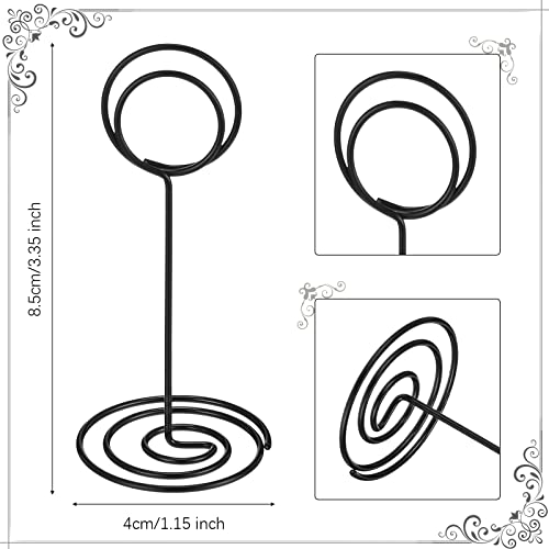 TecUnite 24 Pieces 3.35 Inch Table Number Holder Place Card Photo Holder Picture Name Menu Clips Memo Cards Stand for Wedding Reception Anniversary Birthday Party Centerpieces (Black) - color: Black