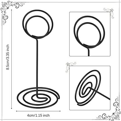 TecUnite 24 Pieces 3.35 Inch Table Number Holder Place Card Photo Holder Picture Name Menu Clips Memo Cards Stand for Wedding Reception Anniversary Birthday Party Centerpieces (Black) - color: Black