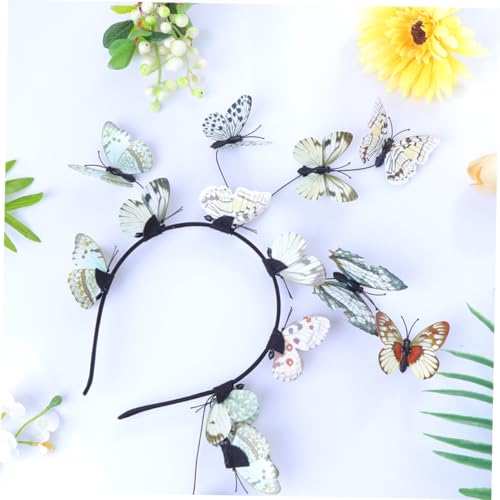 2 Pieces Bridal Butterfly Headbands for Women, Solid Color Hairbands in Blue and Neutral, Wedding Photo Props and Creative Hair Accessories for Brides