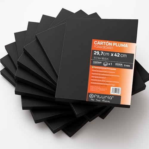 OFITURIA Foam Board, Black, A3 (29.7 x 42 cm), Expanded Polystyrene Plate, Lightweight and Rigid, Foam Board, Versatile and Cuttable, Ideal for Crafts and Models, High Quality, 5 mm Thickness - color: Black, size: A3
