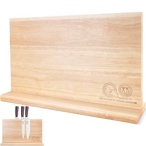 XYJ Magnetic Knife Block, Dual-Sided Magnets, Stable Countertop Knife Holder, Natrual Wood, Knives Organizer Tool, Kitchen Cutlery Display Stand without Knives - color: light wood color, size: 16.5*9.5 inch without board