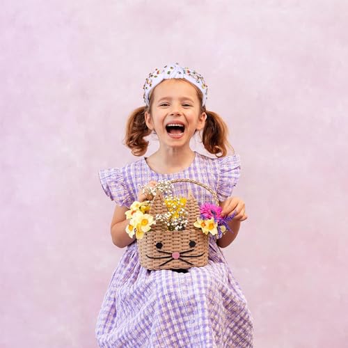 boderier Easter Headband Beaded Bunny Easter Egg Headband Jeweled Crystal Embellished Knotted Holiday Hair Accessories (Basket Bunny-White)