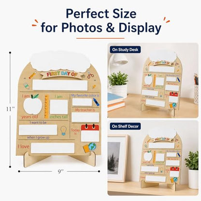 First Day Last Day of School Board Sign for Kids, First Day of Daycare Sign, Back To School Board Sign, Forst Day of School Sign, First Day of School Board - Back to School Kids Supplies Preschool - color: First Day of School Wooden Sign