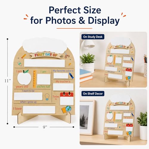 First Day Last Day of School Board Sign for Kids, First Day of Daycare Sign, Back To School Board Sign, Forst Day of School Sign, First Day of School Board - Back to School Kids Supplies Preschool - color: First Day of School Wooden Sign
