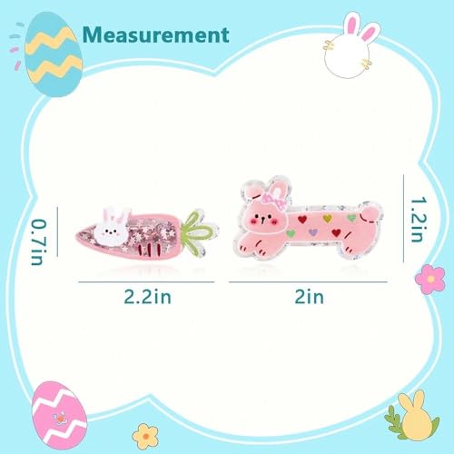 Easter Hair Clips for Women Girls Cute Rabbit Carrot Hairclips with Non-Slip Animal Theme Hairpins Hair Accessories for Easter Basket Stuffers Party Photo Props