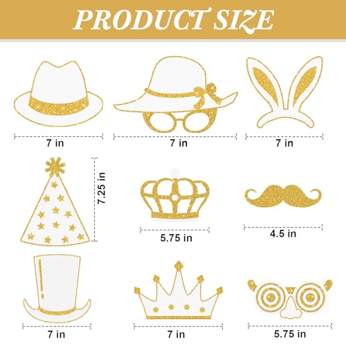 Zonon 24 Pcs Funny Photo Booth Props Class of 2026 Graduation Birthday Wedding Family Class Reunion Prom Disco Party Celebration Decoration Supplies Mix of Hats, Lipstick, Tie(White and Gold) - color: White and Gold