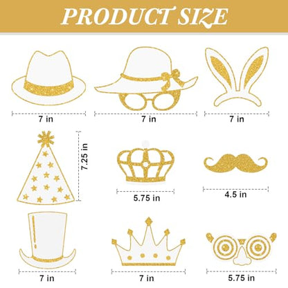 Zonon 24 Pcs Funny Photo Booth Props Class of 2026 Graduation Birthday Wedding Family Class Reunion Prom Disco Party Celebration Decoration Supplies Mix of Hats, Lipstick, Tie(White and Gold) - color: White and Gold