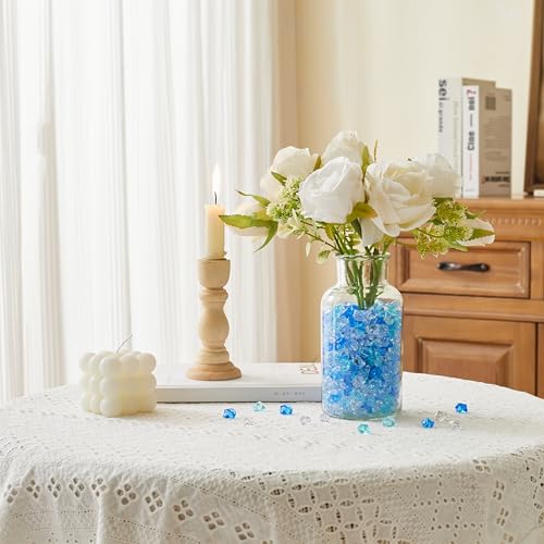 LAIDANLA 500PCS Mix Blue Acrylic Gems Vase Fillers Fake Ice Crushed Rock Crystals Faux Diamond for DIY Craft Table Scatters Party Centerpieces Wedding Aquarium Fish Tank Decor Accessories - color: Mix Blue