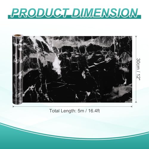 HARFINGTON Wood Grain Wallpaper Border 12" x 16.4ft PVC Self-Adhesive Textured Frame Sticker Waterproof Wall Decorative Wallpaper for Floor Door Table Cabinets Desk, Black White - color: Black/White, size: 12" x 16.4ft