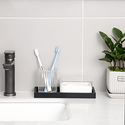 Bathroom Trays for Counter, Slicone Vanity Trays for Bathroom, Rectangle Sponge Holder for Kitchen Sink - Black - color: Black, size: 9.8" x 4.7"