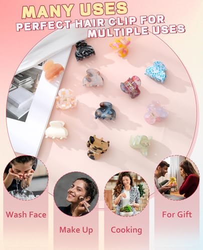 Claw Jaw Hair Clips 12PCS Small for Thin Hair Styling Mini Accessories Classic Clamp for Women Girls - color: Sequins Stones