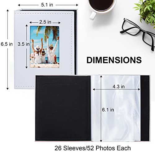 Vienrose Small Photo Album 4x6 Photos, 2 Pack Leather Cover Mini Photo Book, 26-Page Holds 52 Pictures, Artwork or Postcards Storage, White - color: White, size: 26 Pockets