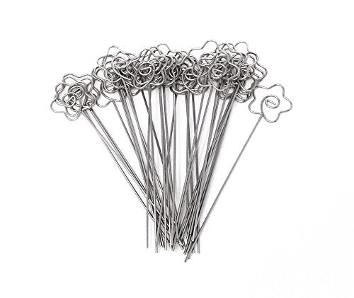Honbay DIY Flower Shape Ring Loop Craft Wire Clip Table Card Note Photo Memo Holder Metal Clamp Clay Cake Decoration Accessories, 30 Piece