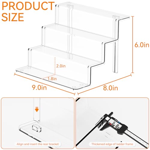 Yieach 4 Tier Clear Riser Display Stand - Tool-Free Assembly - 9 Inch Figure Display,Perfume Stand Organizer and Cologne Shelf,Small Acrylic Stands for Fragrance,Figure,Car,Collectibles and Funko Pop - size: 2 In Width-4 Tier