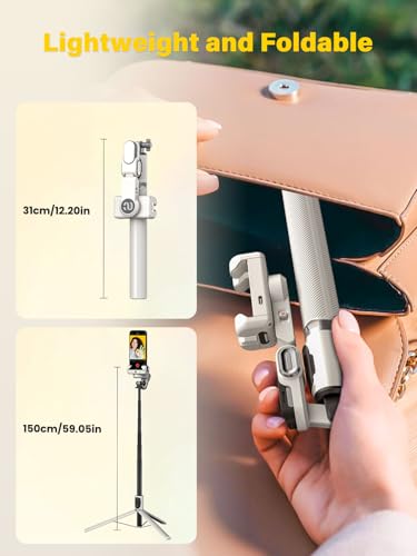 AOCHUAN Smartphone Gimbal Stabilizer, Smart Face Tracking Tripod Without APP - 4 in 1 Cellphone Gimbal Stabilizer for iPhone&Android Extended 108cm Rod with RGB Fill Light,M2PRO White - color: White