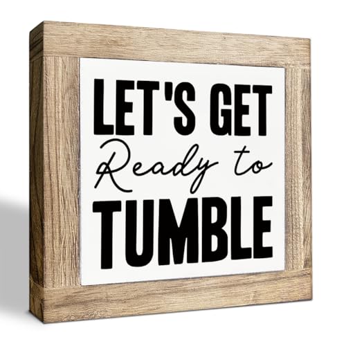 Let's Get Ready to Tumble Sign, Laundry Humor Wood Sign, Farmhouse Style Laundry Room Decor, Rustic Home Decoration, Desk Decors Art, Funny Home Decor, Decorative Wooden Table Signs - color: Color10