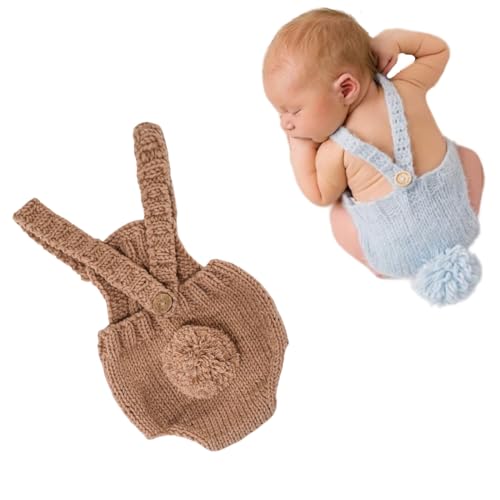 Easter Newborn Baby Photography Props Outfits,Boy Girls Photo Shoot Outfits Crochet Knitted Cute Romper Photo Props - color: Camel