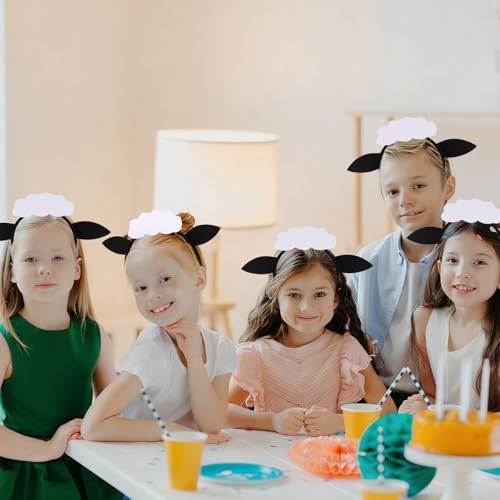 DIYASY 6 Pcs Sheep Ear Headbands, Plush Sheep Lamb Headband Farm Barnyard Animals Christmas Costume for Men Women Xmas Holiday Photo Props Party Decor