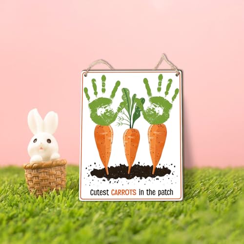 Cute Carrot Patch Wooden Plaque, Baby's First Easter Carrot Sign, First Easter Gifts for Babies Toddler, Holiday Home Decor, Baby Milestone Announcement Photo Props, Cutest Carrots In The Patch