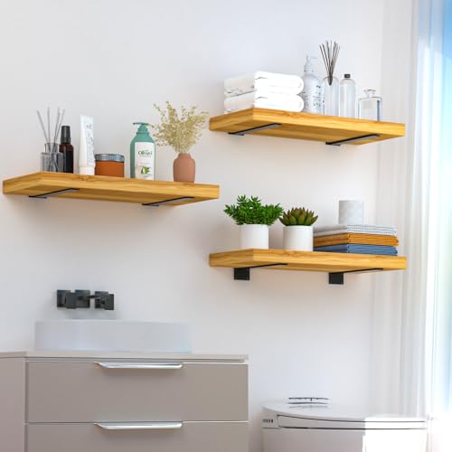 4 Pack - 14 inch Black Hidden L Shelf Bracket (1/5 Inch Thicked) Iron Floating Shelf Brackets Rustic Industrial Metal Brackets for Shelf Support - size: 14 Inch, style: Black 4 Pack