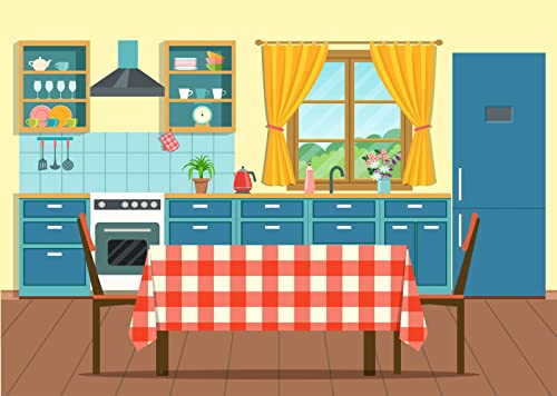 BELECO 20x10ft Fabric Kitchen Backdrops for Photography Kids Cartoon Kitchen Background for Baking Cooking Party Decorations Birthday Banner Baby Children Portrait Photoshoot Studio Booth Props - size: 20x10FT