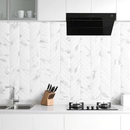 DICOFUN 10-Sheet White Marble Peel and Stick Backsplash, Faxu Stone PVC Stick on Backsplash Wall Tiles for Kitchen and Bathroom - color: White Marble, size: 10 Sheets, 12"x12"x0.12"