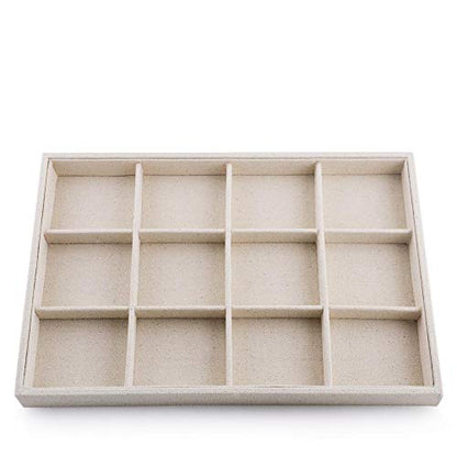 Oirlv Stackable 12 Girds Jewelry Trays Jewelry Storage Tray Showcase Display Organizer(13.8" X 1.4"X 9.4") - size: 12 Grids