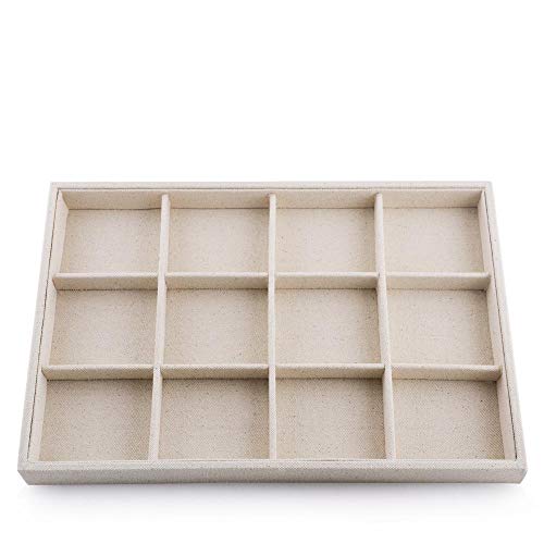 Oirlv Stackable 12 Girds Jewelry Trays Jewelry Storage Tray Showcase Display Organizer(13.8" X 1.4"X 9.4") - size: 12 Grids