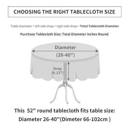 Natural Linen Textured Round Tablecloth, Slubby Lightweight Table Cloth 52 Inch, Water Resistant Stain Resistant Farmhouse Burlap Table Cover for Kitchen Dining Room - color: Natural, size: 52" (Round) (1 Pack)