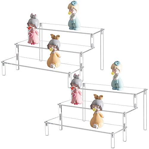 BYCY Clear 3 Tier Acrylic Cupcake Display Stand, Collection Organizer Shelf, Desserts Holder,Acrylic Display Riser for Cupcake ( 2 Pack 12“ x 10.2" x 6.3" ) - color: Clear, size: 2 Pack - 3 Tier