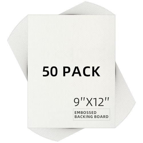 Falling in Art 50 Pack Embossed Backing Board, 9x12 Acid-Free Mat Boards, 4 Ply Thickness Uncut White Backing Boards for Photos, Pictures, Frames, Artworks and Prints - size: 9x12 - 50 Pack