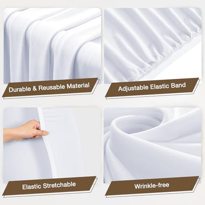gogoparti 7.2 FT Pure White Round Backdrop Cover, Polyester Material, Wrinkle Free, Stretchy Circle Arch for Party, Wedding, Birthday, Baby Shower Photography - color: White, size: 7.2 Ft