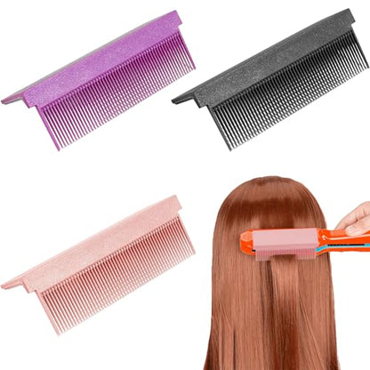 3pcs Flat Iron Comb Attachment,Comb Attachment For Flat Iron,The Grip,Portable Clip-On Design For Straight And Curly Hair At Home And In The Salon(Pink+Purple+Rose Red)