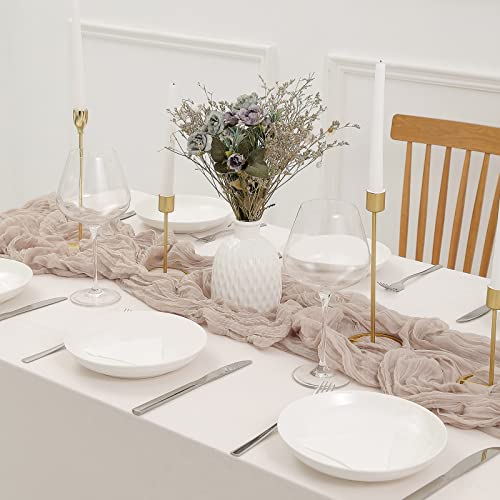 DOLOPL Rosy Brown Cheesecloth Table Runner 13.3ft Boho Gauze Cheese Cloth Table Runner Rustic Sheer Runner 160inch Long for Wedding Bridal Baby Shower Birthday Party Cake Table Decorations - color: Rosy Brown