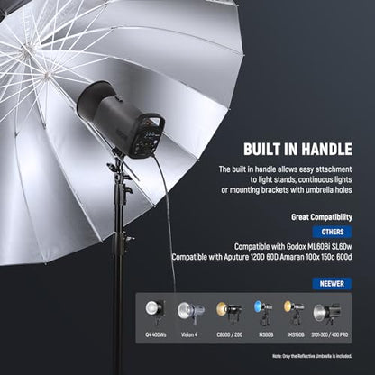 NEEWER 41"/104cm Parabolic Reflective Umbrella Photography with Silver Inner, Soft Lighting with Diffuser Cover, Bag, Quick Fold for Camera Photo Studio Video Light Shooting Monolight Flash, NS1U - color: Silver, size: 41"