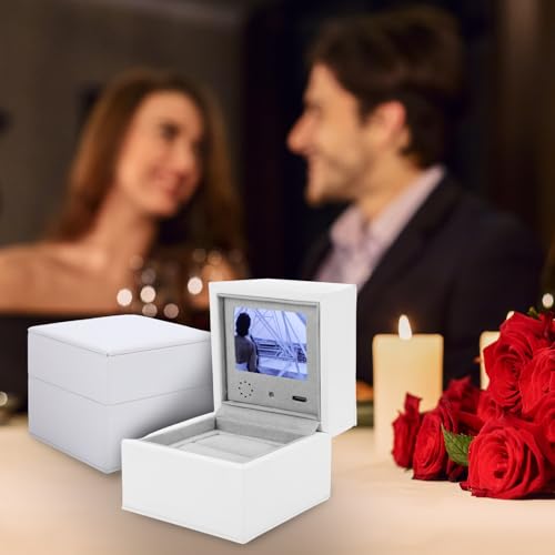 Smart Video Jewelry Box with LCD Screen, High End Personalized Ring Storage Case for Anniversaries Weddings