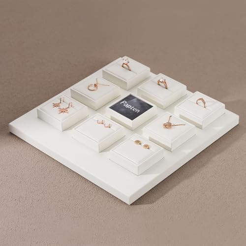 PU Leather Jewelry Stand Showcase Display Holder Jewellry Storage Stand (White) - color: White, size: Base Plate