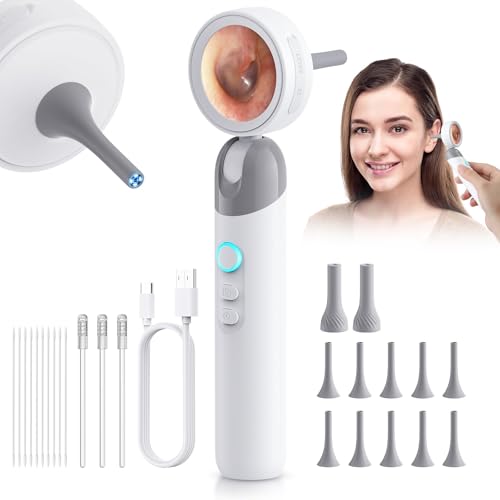 1080P HD Otoscope Ear Camera for Family, Medical Grade 1.38" Screen, Telemedicine Ready, 12 Silicone Tips and 3 Adhesive Ear Sticks, Photo/Video, Type-C Charging, Home Medical - color: Standard – Adhesive Stick Pack Gray