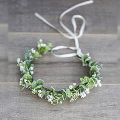 Vividsun Bridal Green Leaf flower Crown Eucalyptus Floral Headband Wedding Festivals Photo Props (E/Eucalyptus) - color: E/Eucalyptus