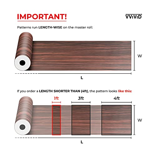 VViViD Red Ash Wood Natural Texture Architectural Vinyl Sheet Film Roll (48 Inch x 100ft Full Roll) - size: 48" x 100ft Full Roll
